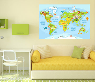 3D Oasis Sea 225 World Map Wall Sticker