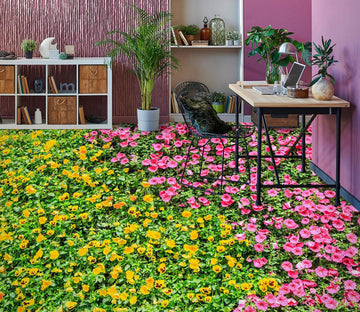 3D Pink And Yellow Flowers 917 Floor Mural  Wallpaper Murals Rug & Mat Print Epoxy waterproof bath floor