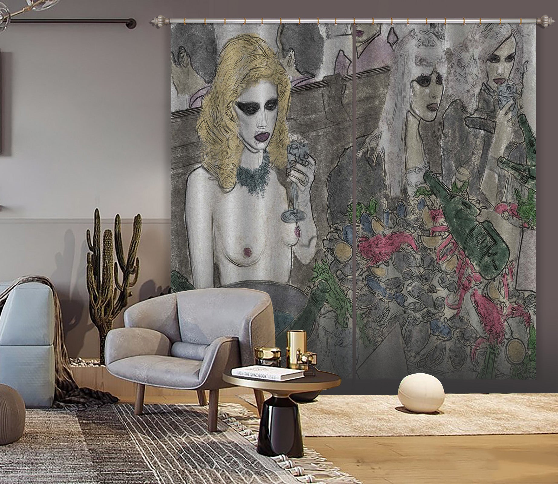 3D Garden Girl 045 Marco Cavazzana Curtain Curtains Drapes