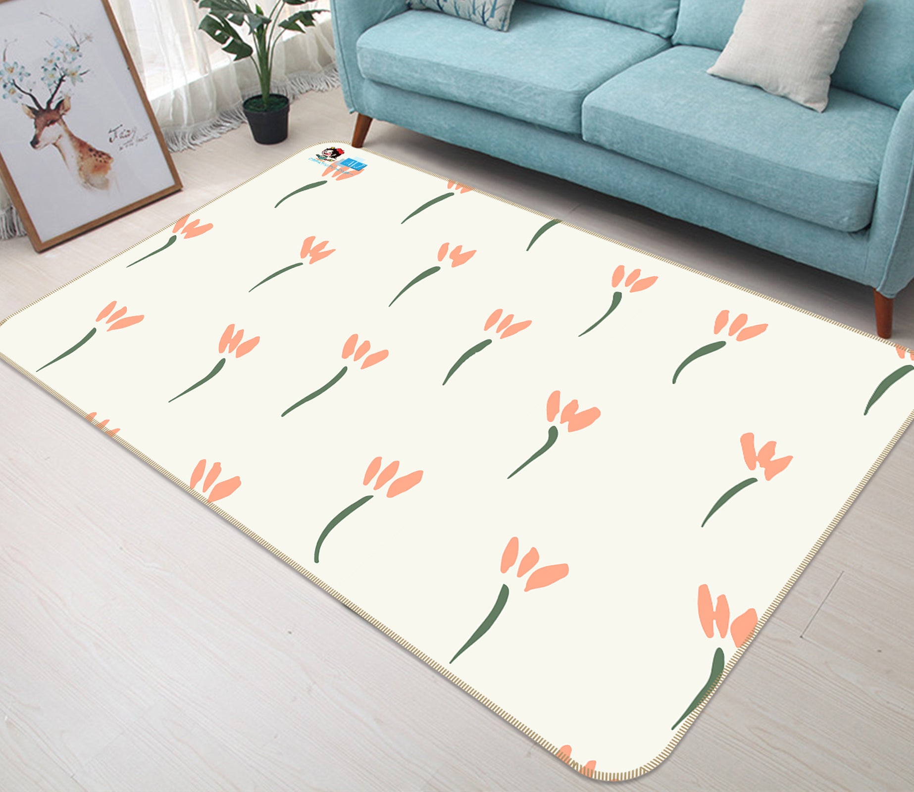 3D Flower Pattern 107143 Kashmira Jayaprakash Rug Non Slip Rug Mat