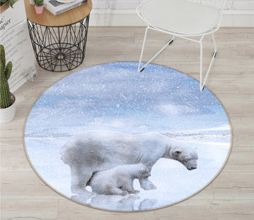 3D Polar Bear 088 Animal Round Non Slip Rug Mat Mat AJ Creativity Home 