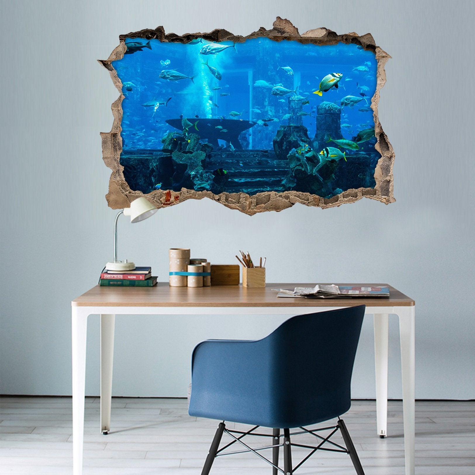 3D Magic Ocean World 033 Broken Wall Murals Wallpaper AJ Wallpaper 