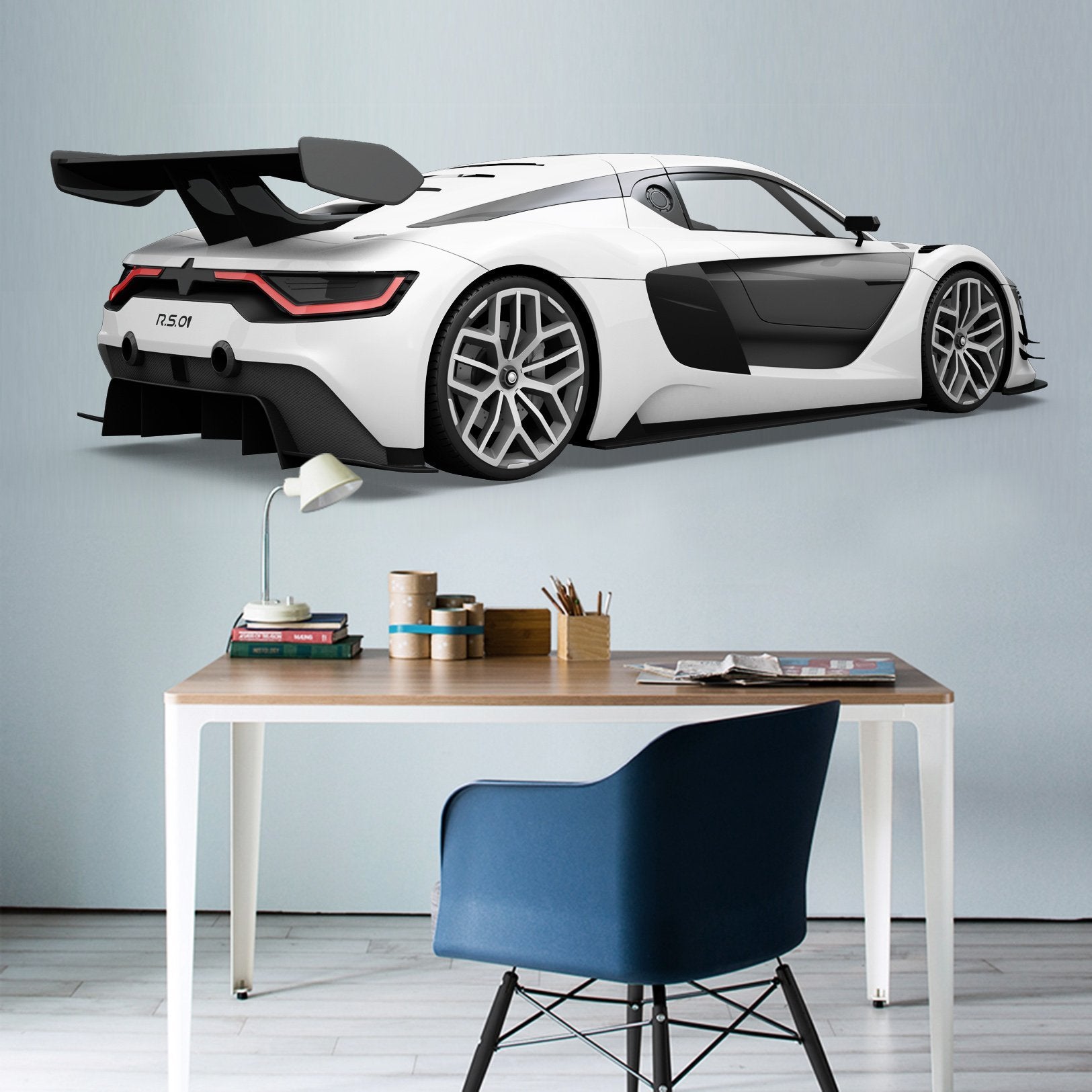 3D FP White Sports Car 0175 Vehicles Wallpaper AJ Wallpaper 