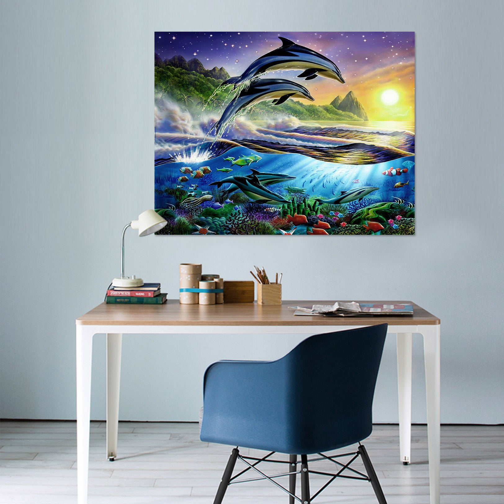 3D Painting Dolphin 001 Adrian Chesterman Wall Sticker