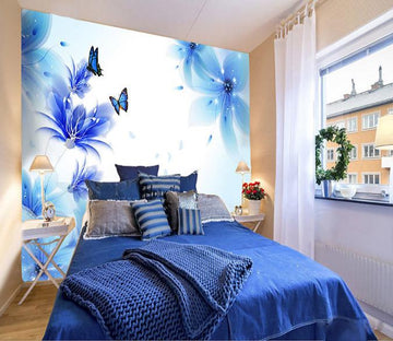 3D Flower blue butterfly Wallpaper AJ Wallpaper 1 