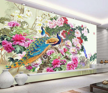 3D Beautiful Flower Peacock Wallpaper AJ Wallpaper 1 
