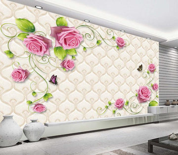 3D Soft Roll Pink Rose Wallpaper AJ Wallpaper 1 