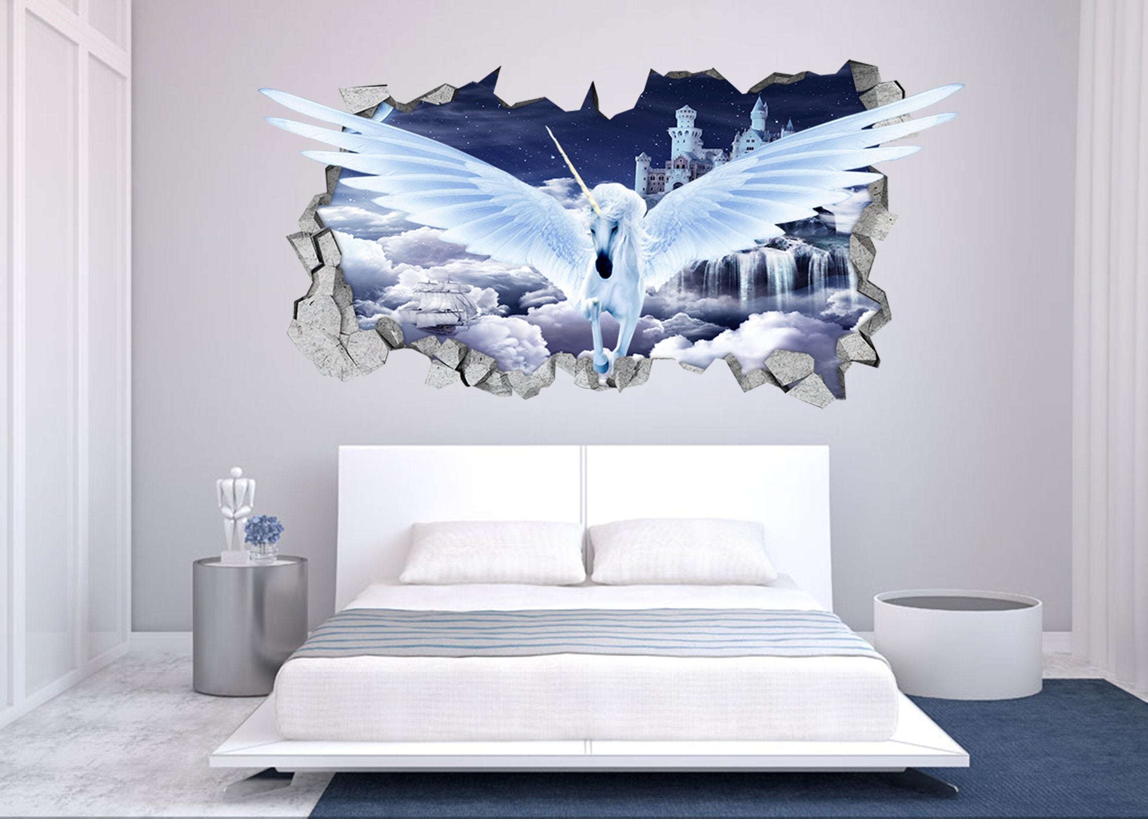 3D Sky Flying Unicorn 95 Broken Wall Murals Wallpaper AJ Wallpaper 