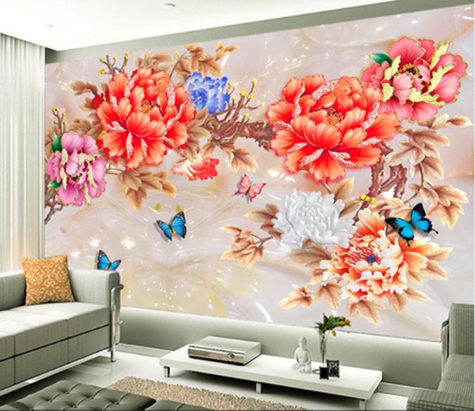 3D Beautiful Flower Butterfly 2 Wallpaper AJ Wallpaper 1 