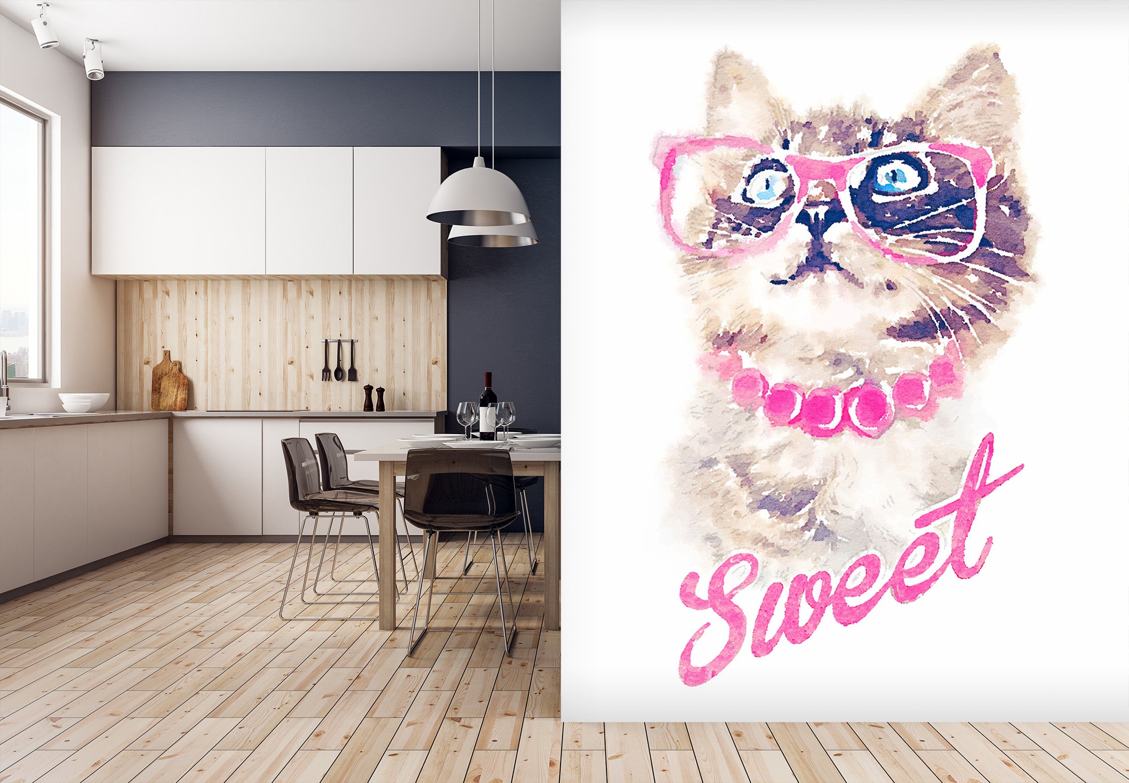 3D Glasses Kitten 111 Wall Murals