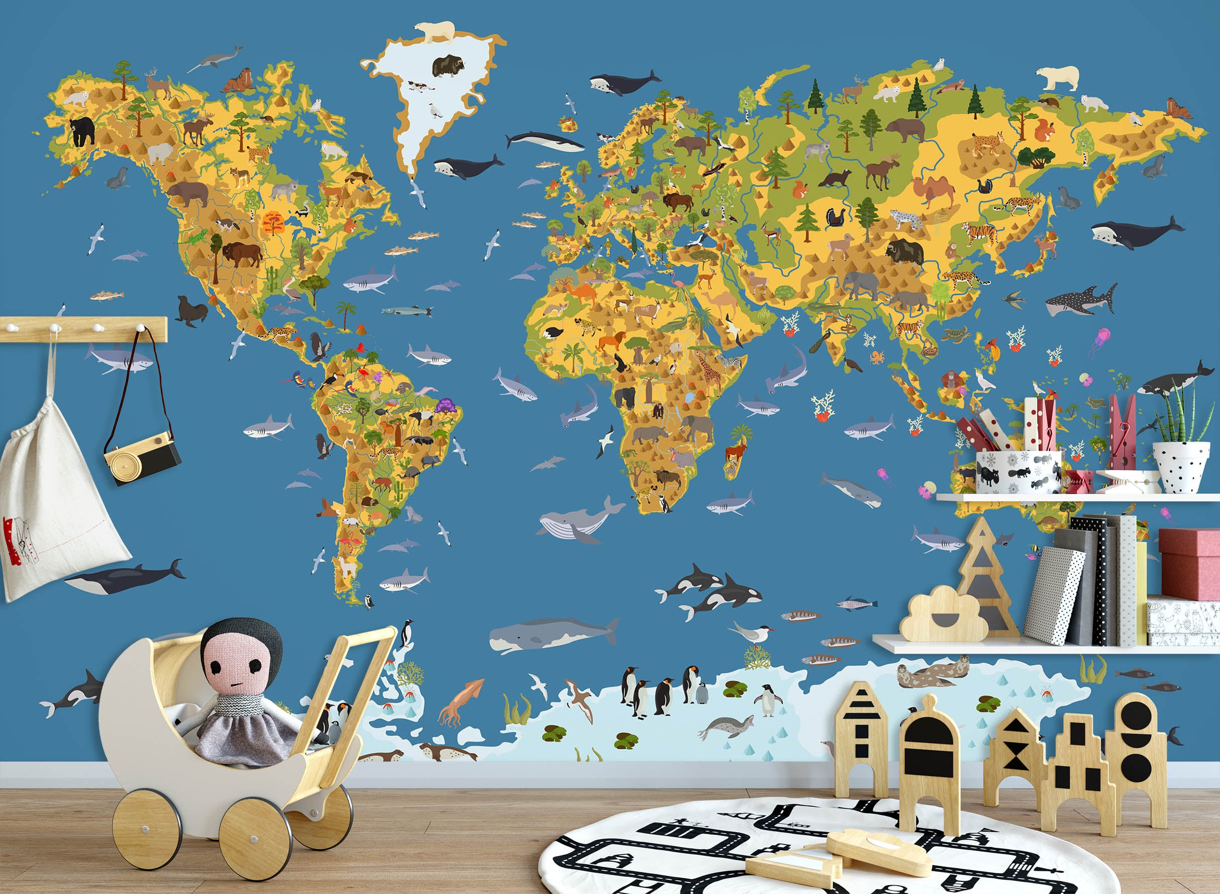 3D Color Island 2141 World Map Wall Murals