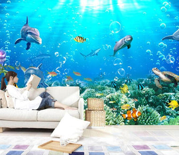 3D Submarine World And Sharks Fish Wallpaper AJ Wallpaper 1 