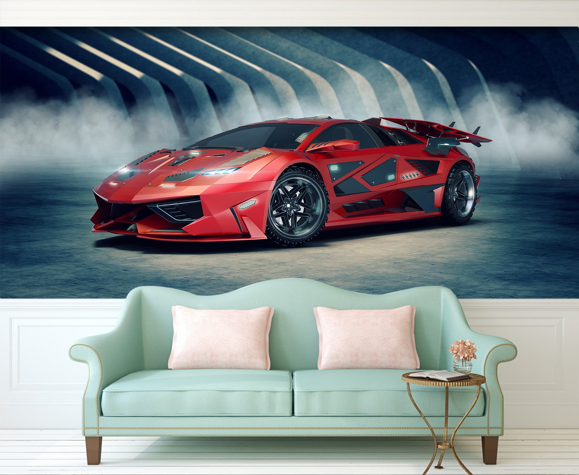 3D Red Luxury Car 349 Vehicle Wall Murals