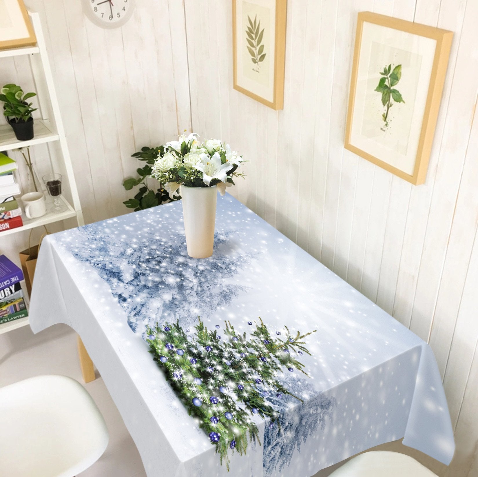 3D Snowy Christmas Tree 1 Tablecloths Tablecloths AJ Creativity Home 