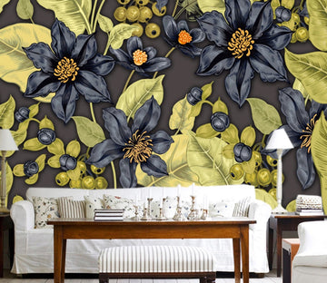 3D Black Flower WC1416 Wall Murals