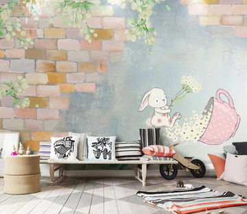 3D Brick Rabbit WC1839 Wall Murals