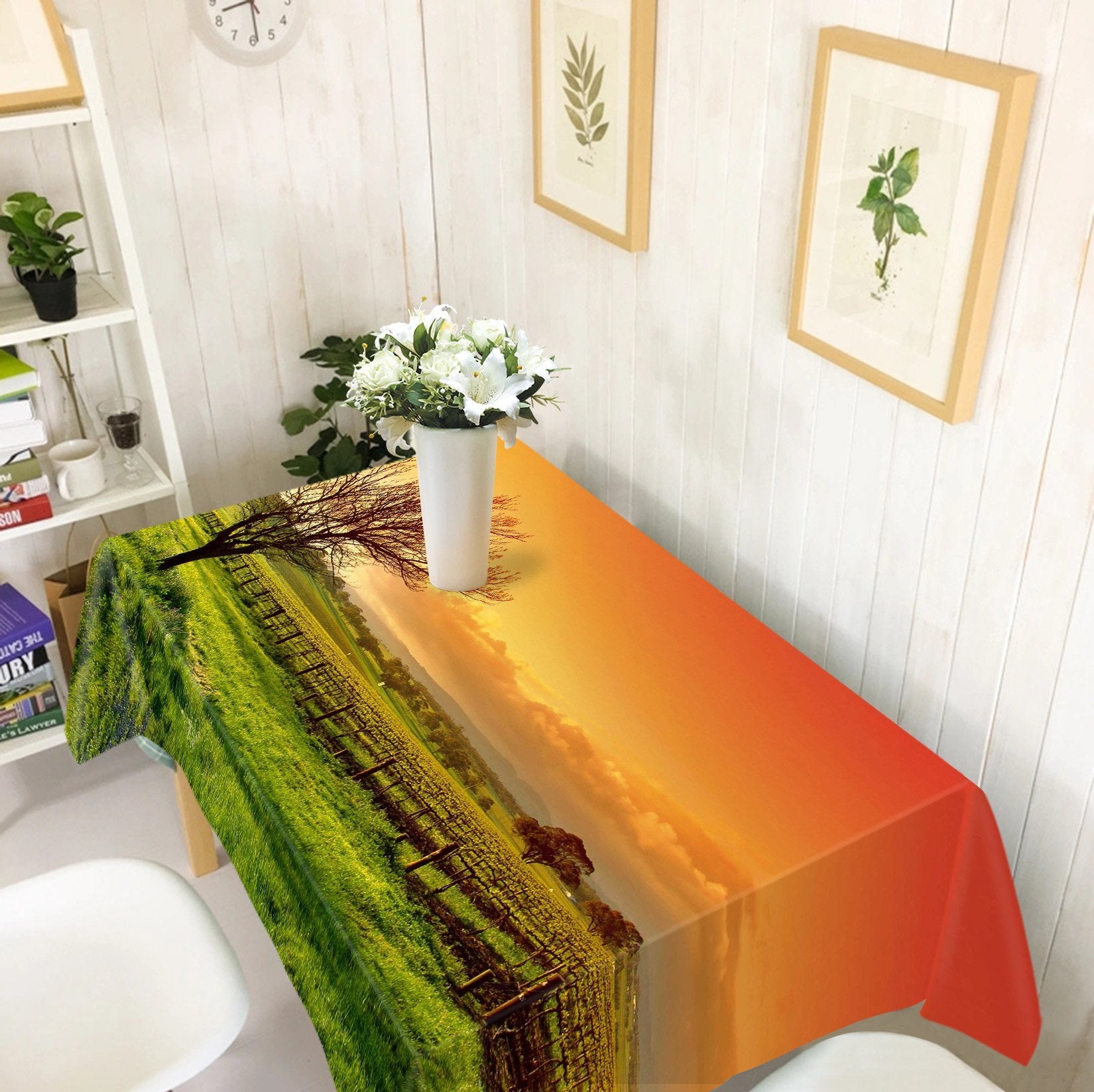 3D Vineyard Sunset 510 Tablecloths Wallpaper AJ Wallpaper 