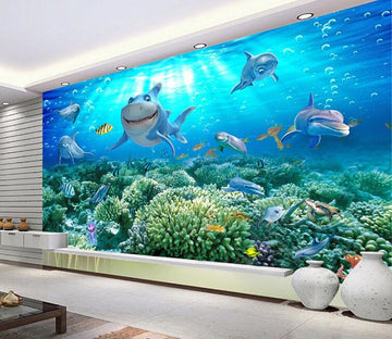 3D Submarine World And Sharks Wallpaper AJ Wallpaper 1 
