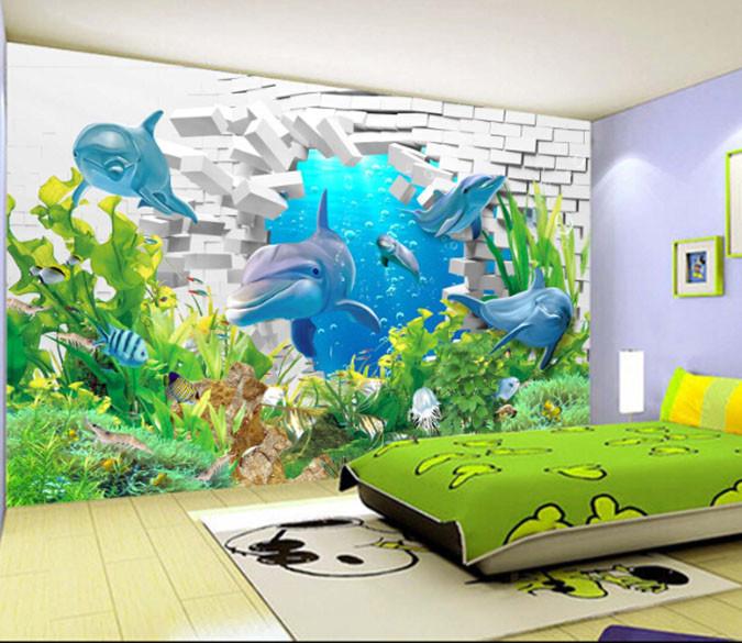 3D Marine Organisms Ocean Dolphin Fish Wallpaper AJ Wallpaper 1 