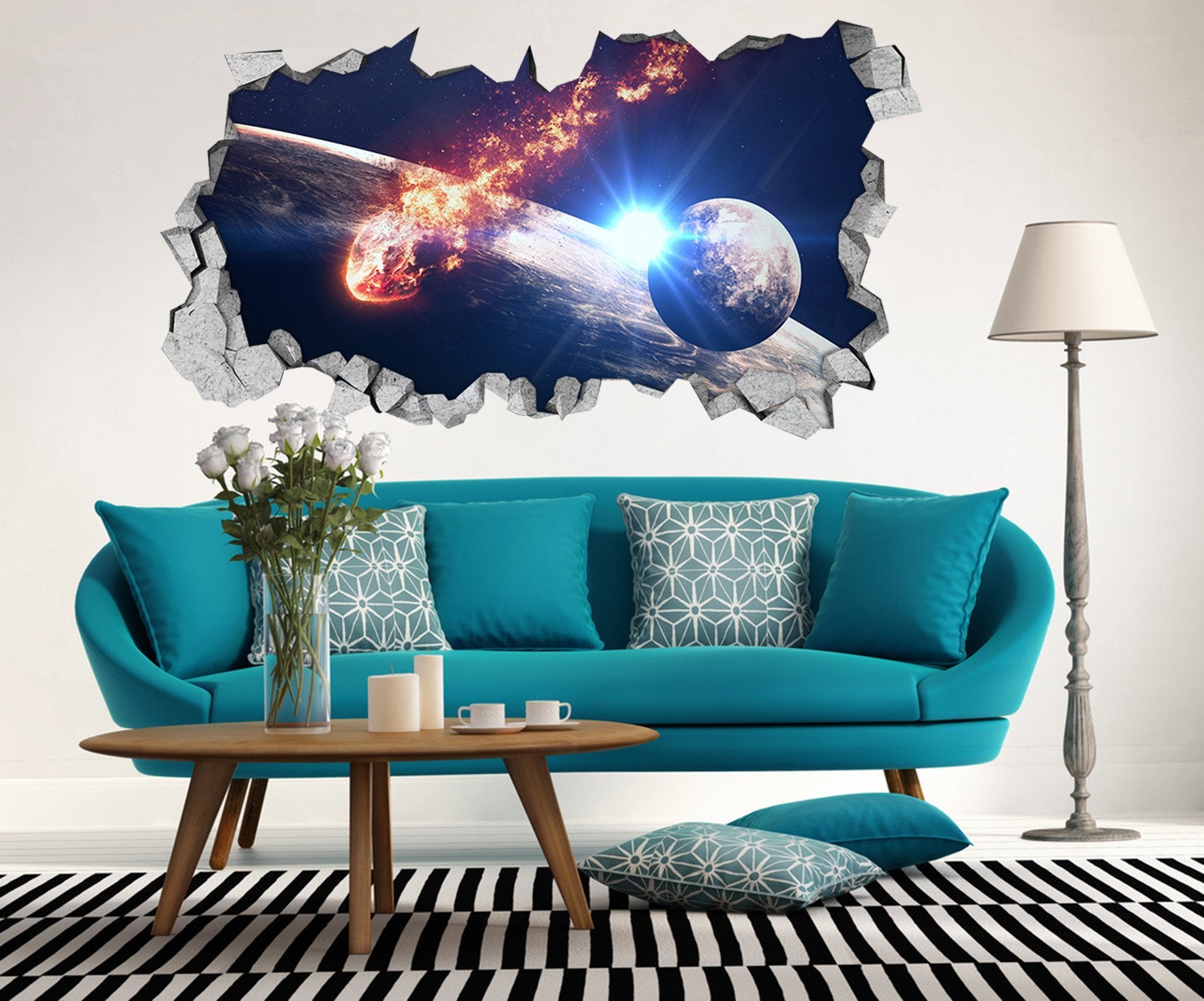 3D Space Meteorite Falls 47 Broken Wall Murals Wallpaper AJ Wallpaper 