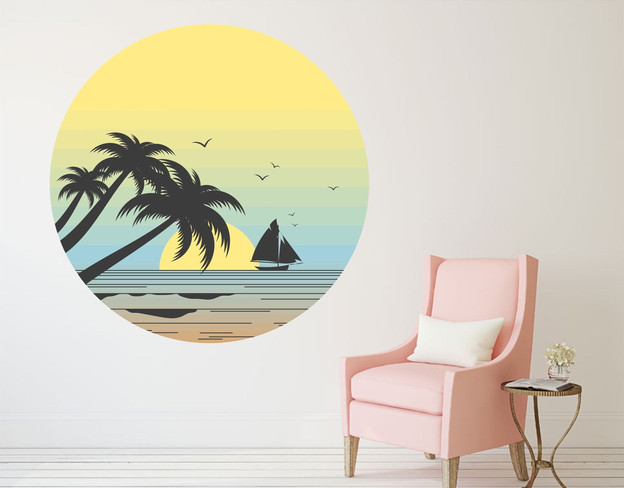 3D Coconut Tree Sea 166 Wall Stickers Wallpaper AJ Wallpaper 
