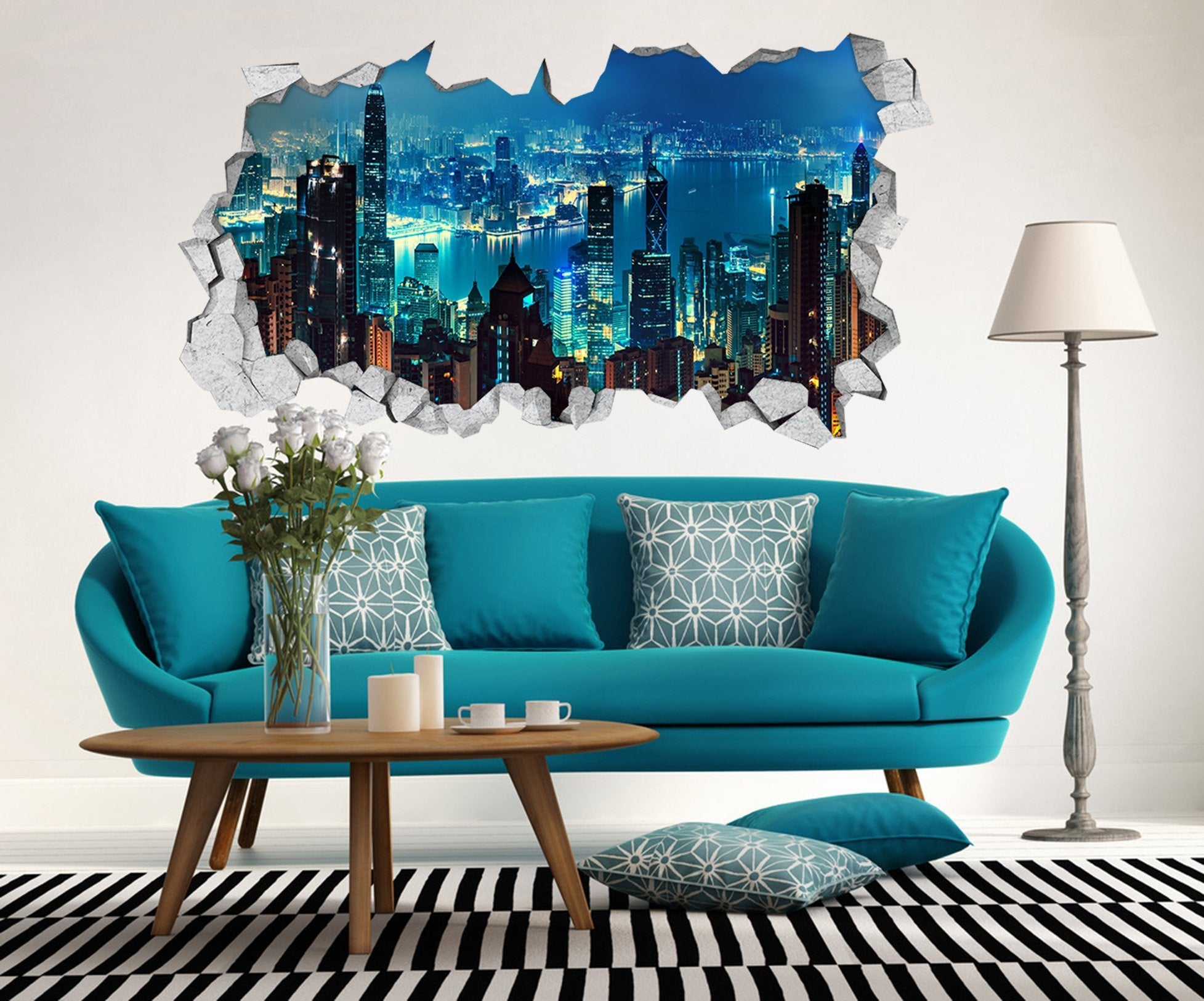3D Pretty City Night View 120 Broken Wall Murals Wallpaper AJ Wallpaper 