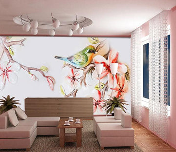 3D Pink Flower Bird Wallpaper AJ Wallpaper 1 