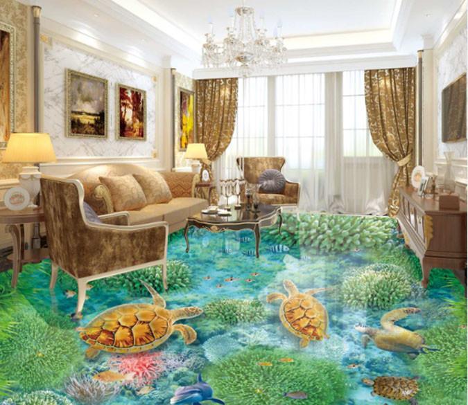 3D Sea Floor Plants And Sea Turtles Wallpaper AJ Wallpapers 