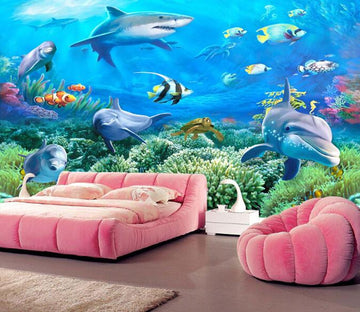 3D Submarine World Vegetation Dolphin 1 Wallpaper AJ Wallpaper 1 