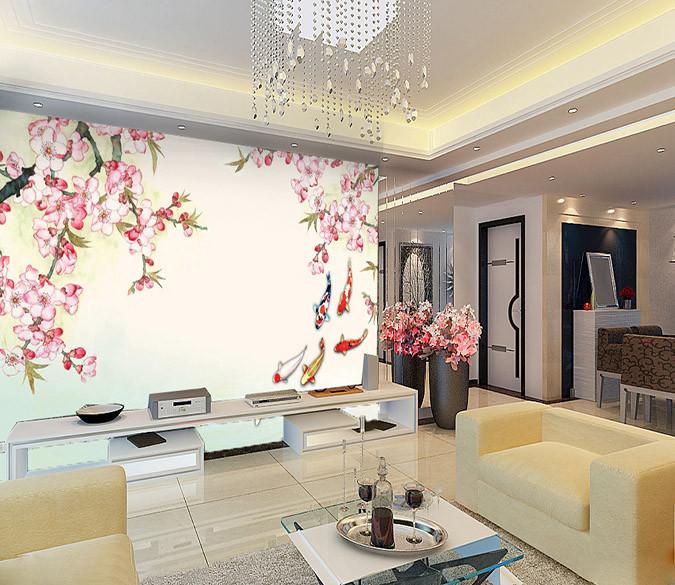 3D Pink Flower Bird Tree Wallpaper AJ Wallpaper 1 