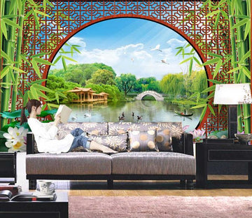 3D Beautiful Scenery Round Window Wallpaper AJ Wallpaper 1 