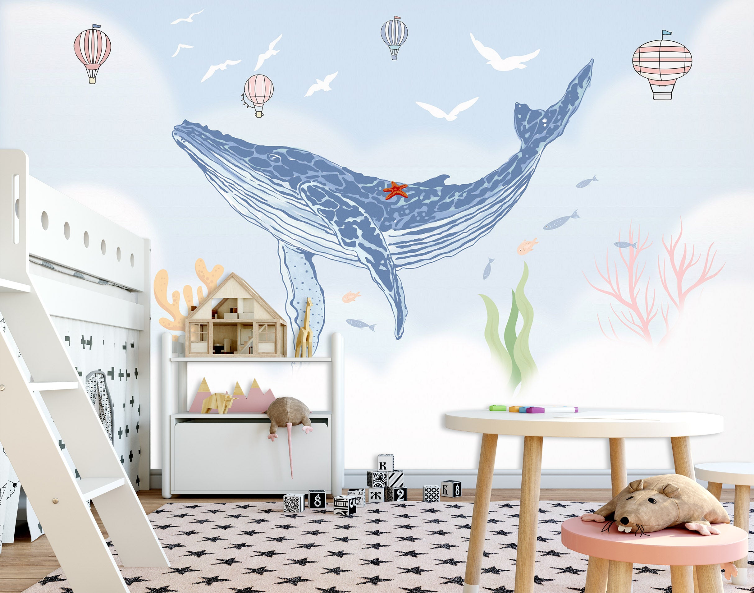 3D Blue Whale 1441 Wall Murals