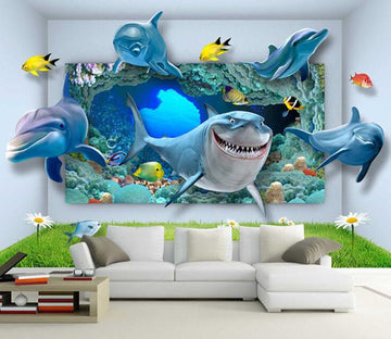 3D Submarine World Ocean Active Dolphin Wallpaper AJ Wallpaper 1 