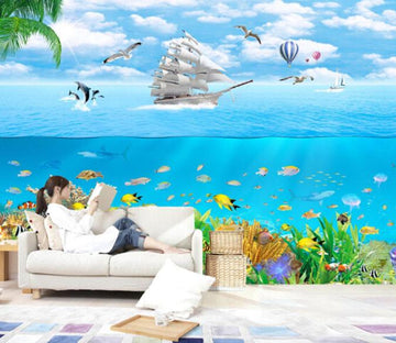 3D Submarine World Aquatic Plants Boat Wallpaper AJ Wallpaper 1 