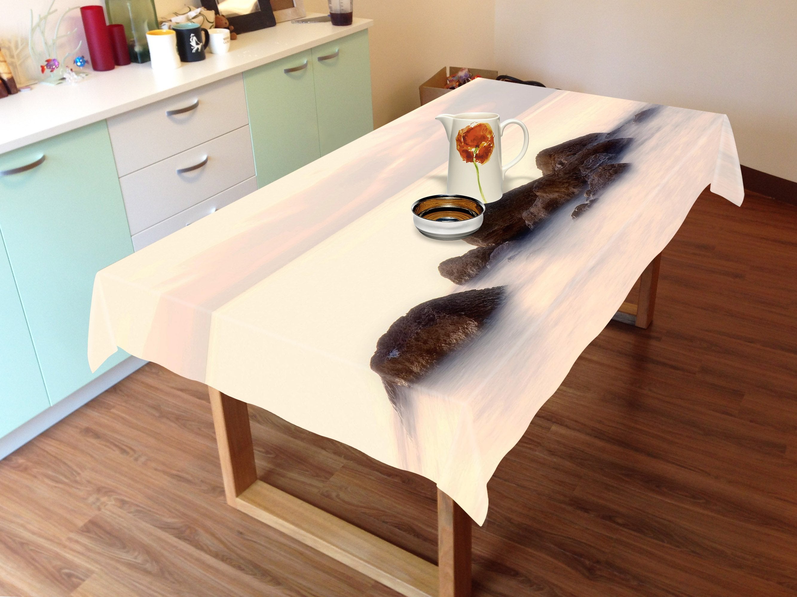 3D Misty Sea Stones 839 Tablecloths Wallpaper AJ Wallpaper 