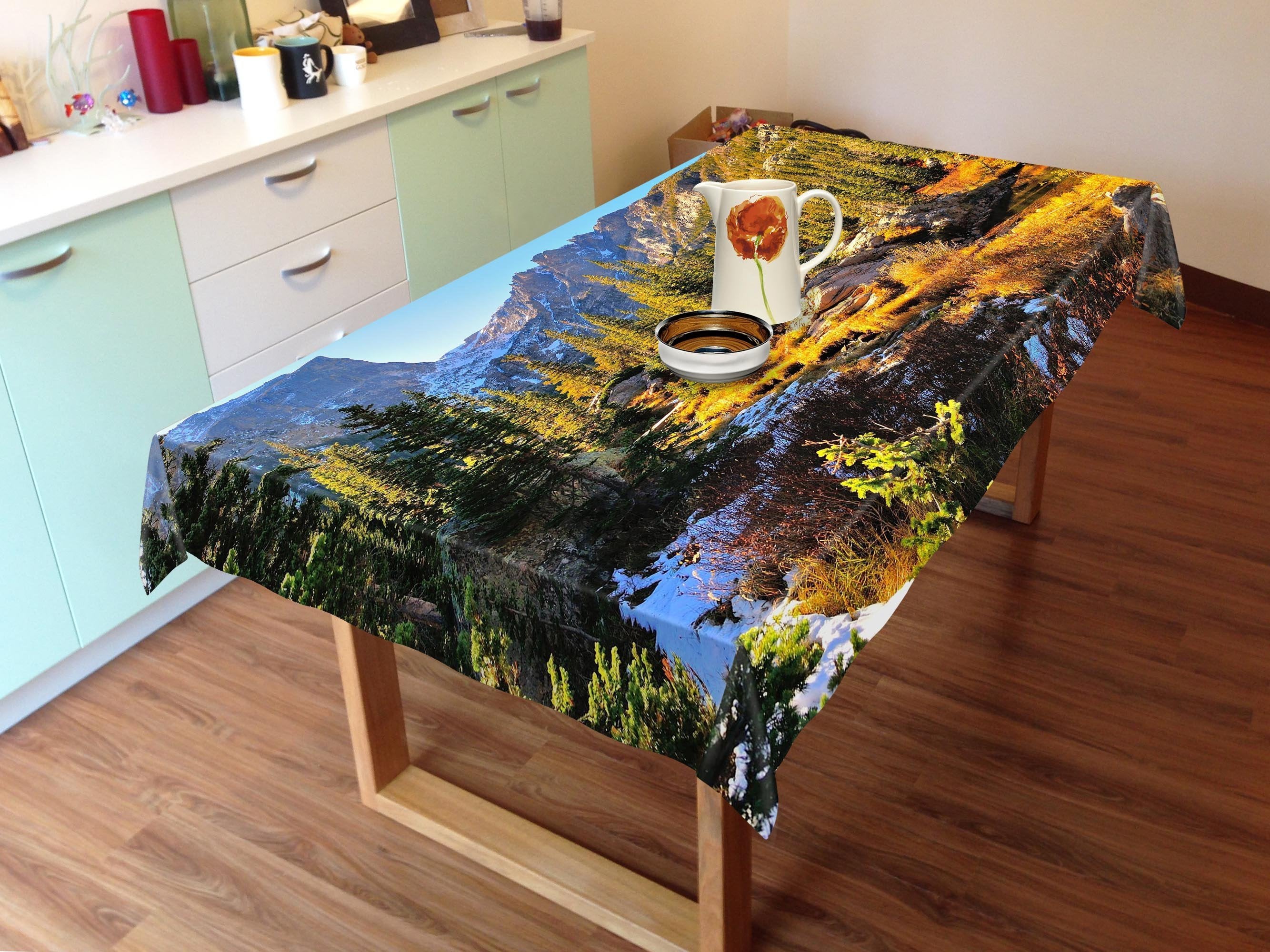 3D Mountain Valley Scenery 733 Tablecloths Wallpaper AJ Wallpaper 