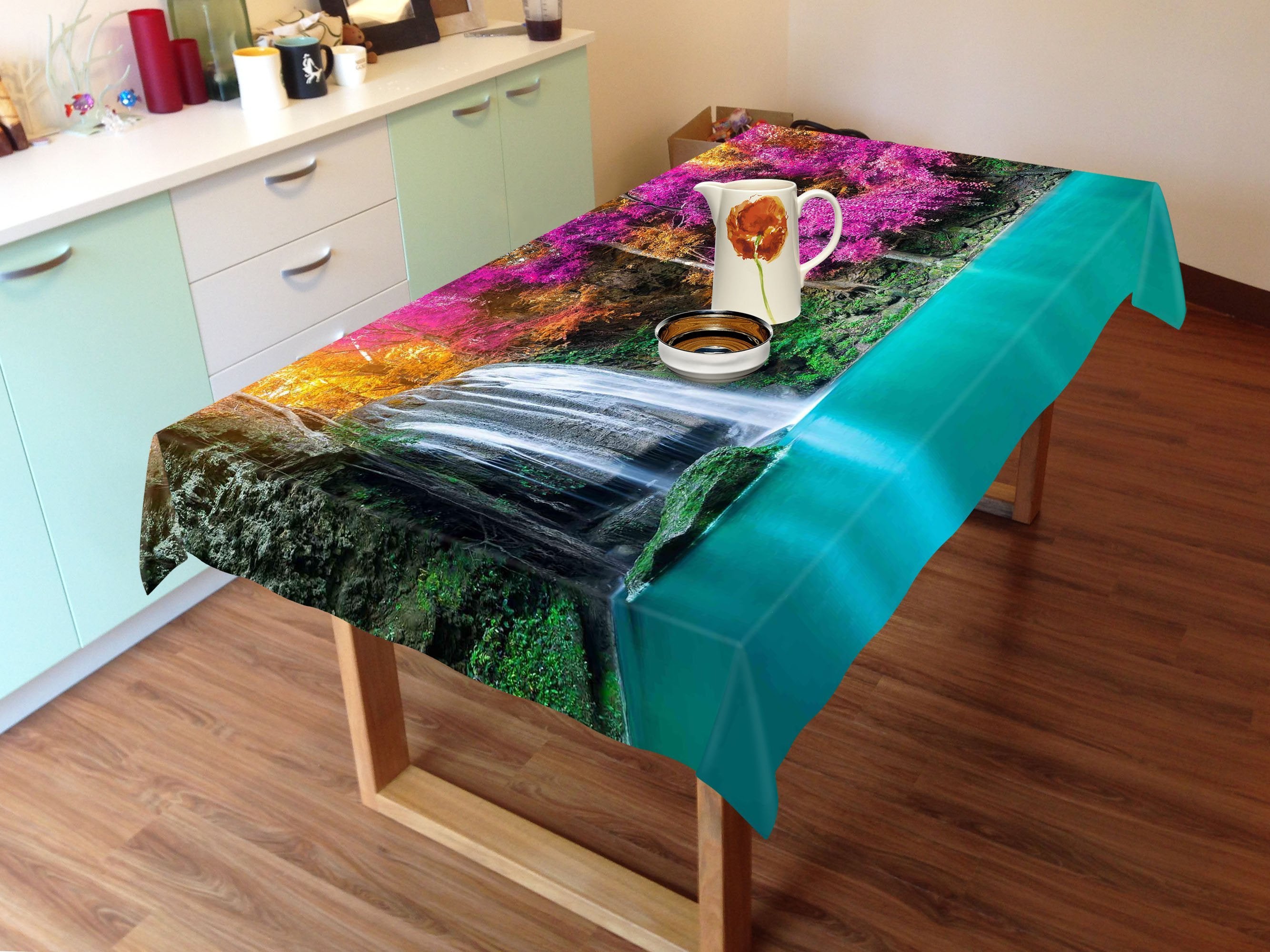 3D Lake Waterfall 675 Tablecloths Wallpaper AJ Wallpaper 