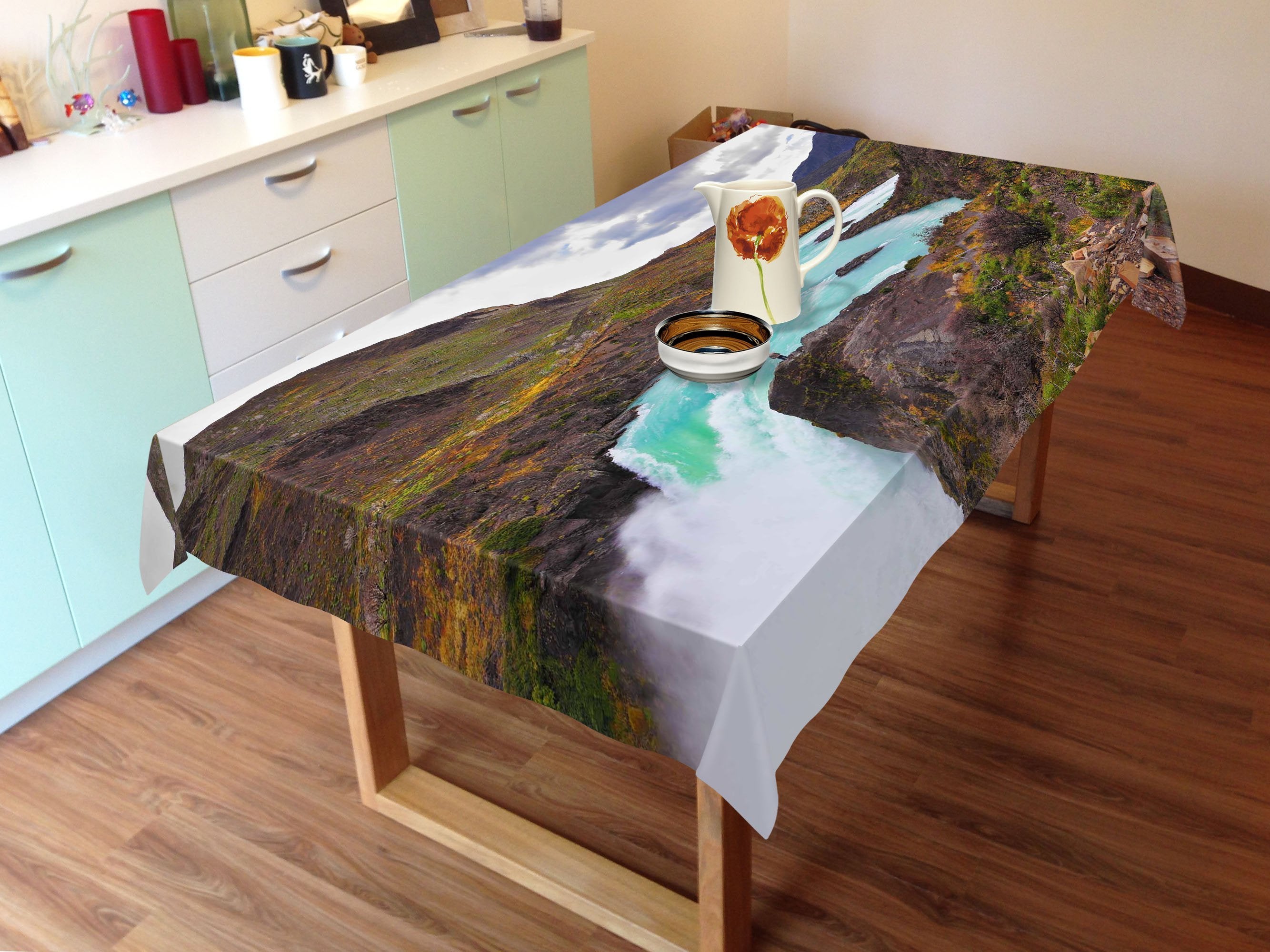 3D River Waterfall 730 Tablecloths Wallpaper AJ Wallpaper 
