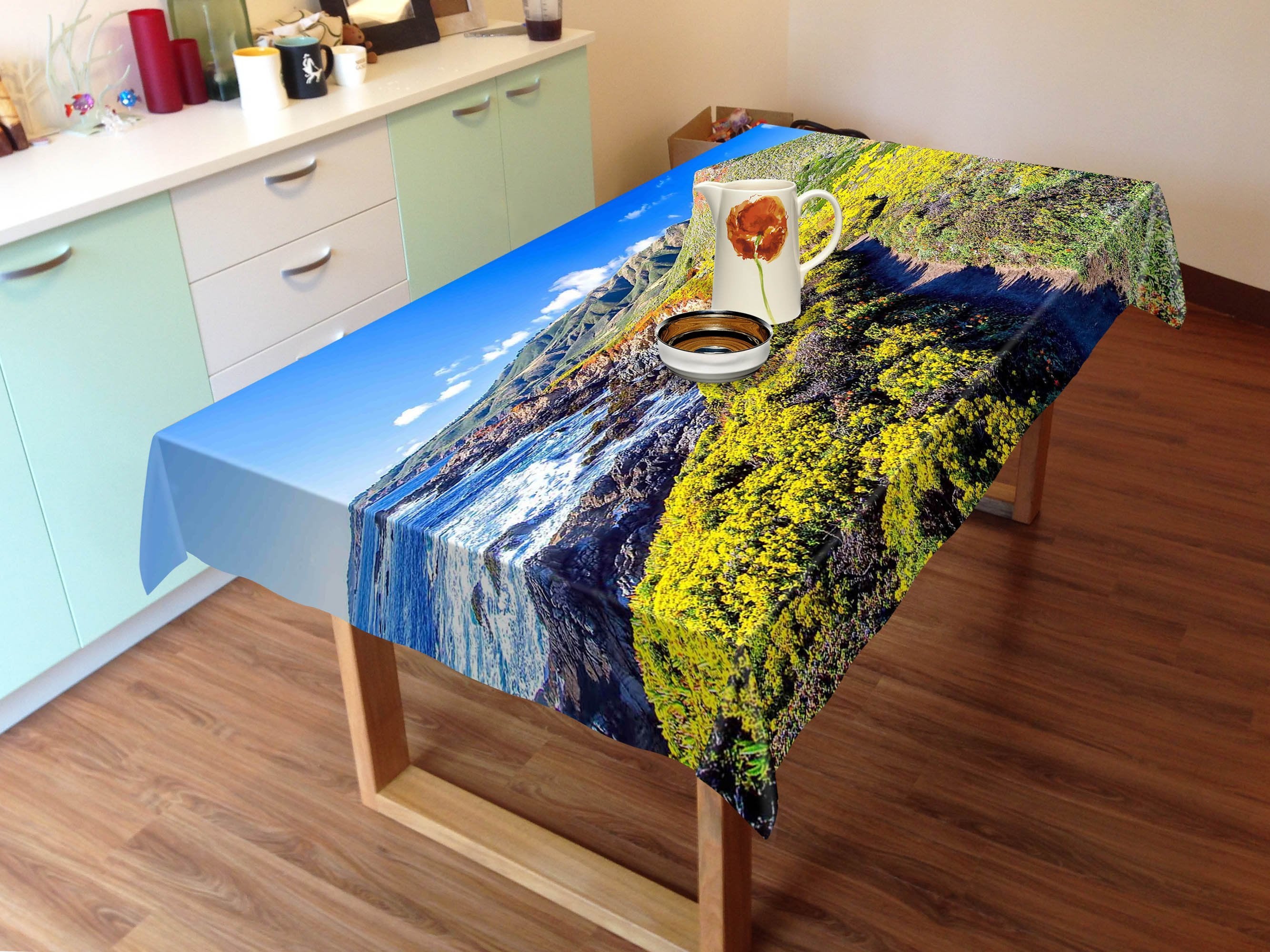 3D Seaside Mountains Flowers 433 Tablecloths Wallpaper AJ Wallpaper 