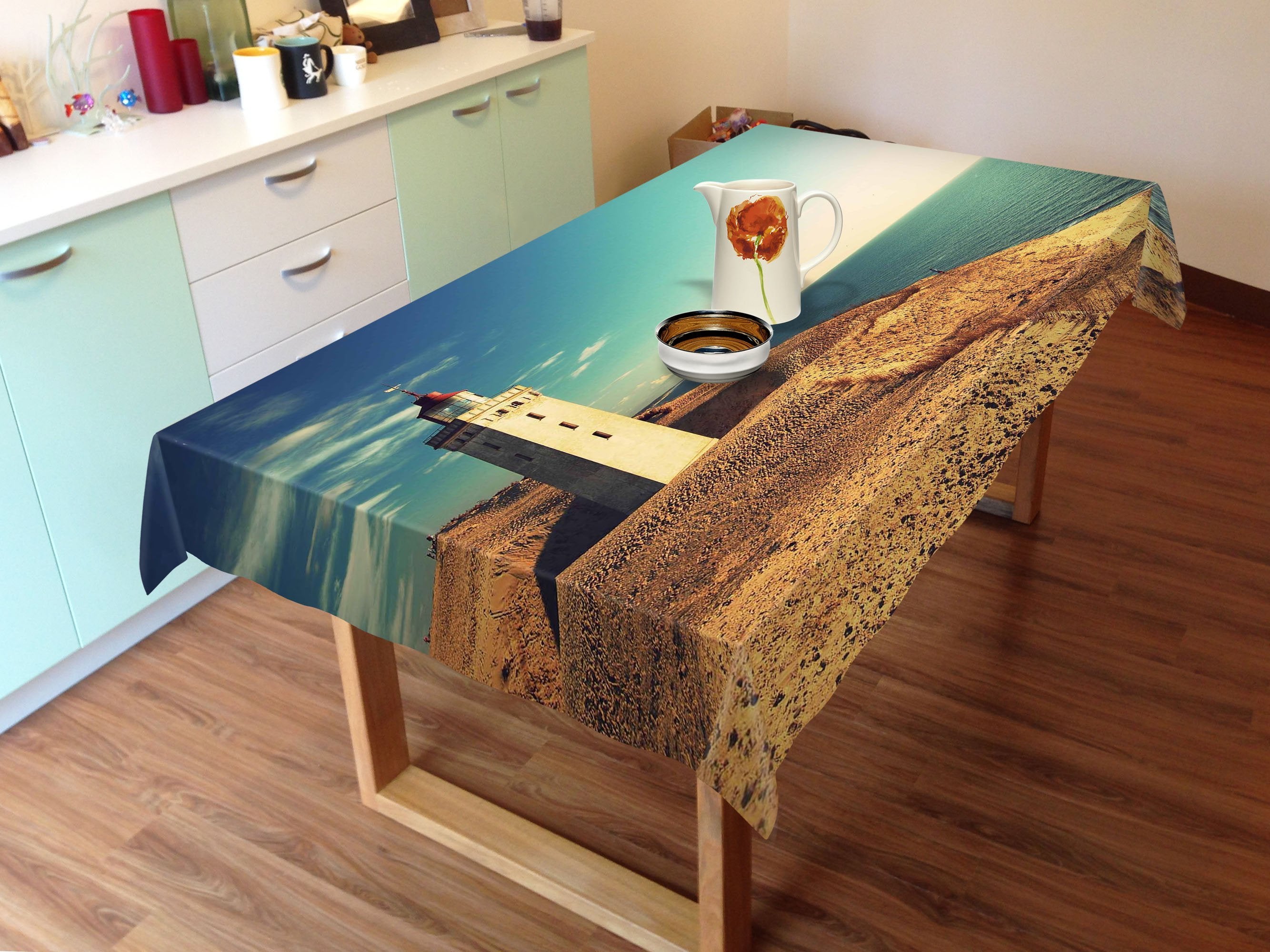 3D Seaside Lighthouse 723 Tablecloths Wallpaper AJ Wallpaper 