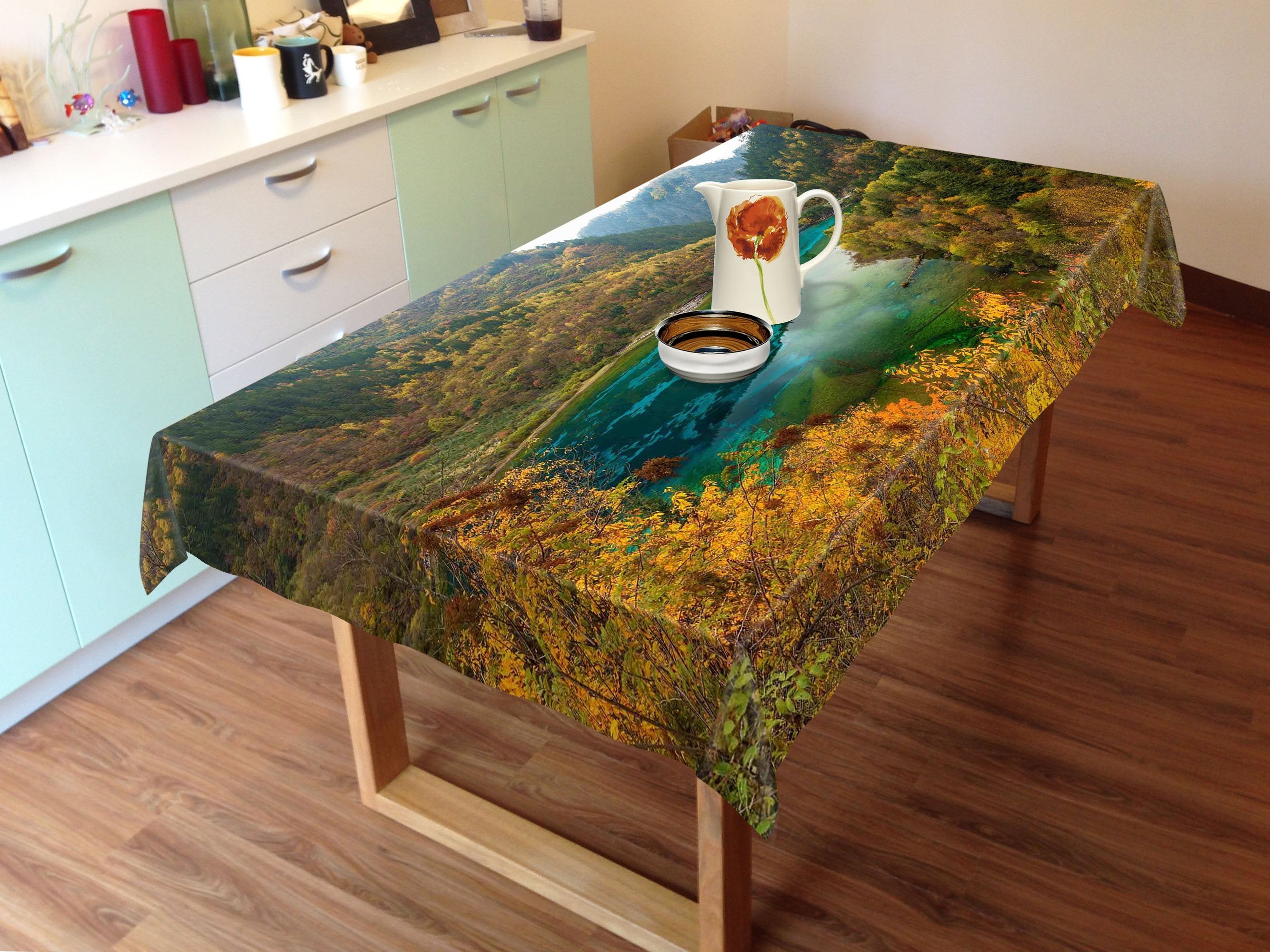 3D Mountain Lake Scenery 585 Tablecloths Wallpaper AJ Wallpaper 