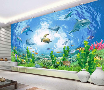 3D Submarine World Dolphin Aquatic Plants 1 Wallpaper AJ Wallpaper 1 