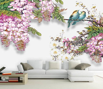 3D Pink Beautiful Flower And Birds 1 Wallpaper AJ Wallpaper 1 
