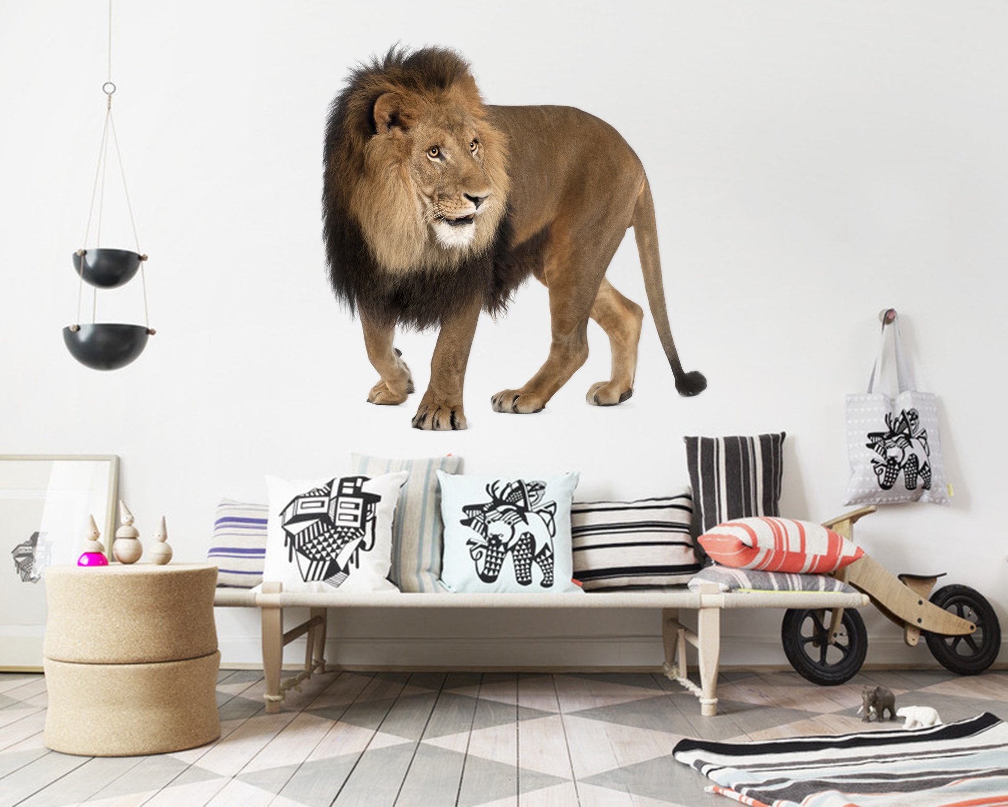 3D Lion Head 035 Animals Wall Stickers Wallpaper AJ Wallpaper 