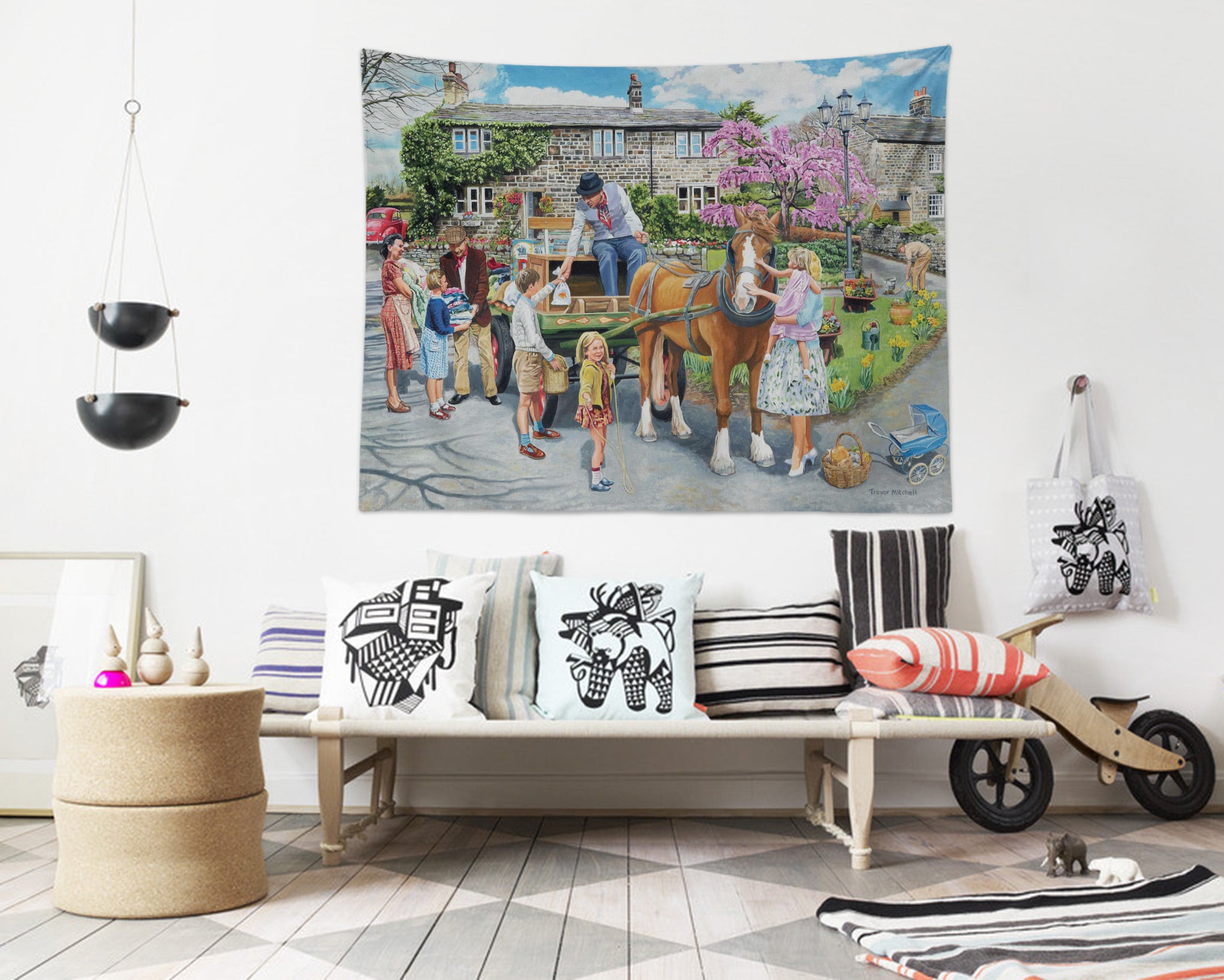 3D Carriage Child People 11275 Trevor Mitchell Tapestry Hanging Cloth Hang