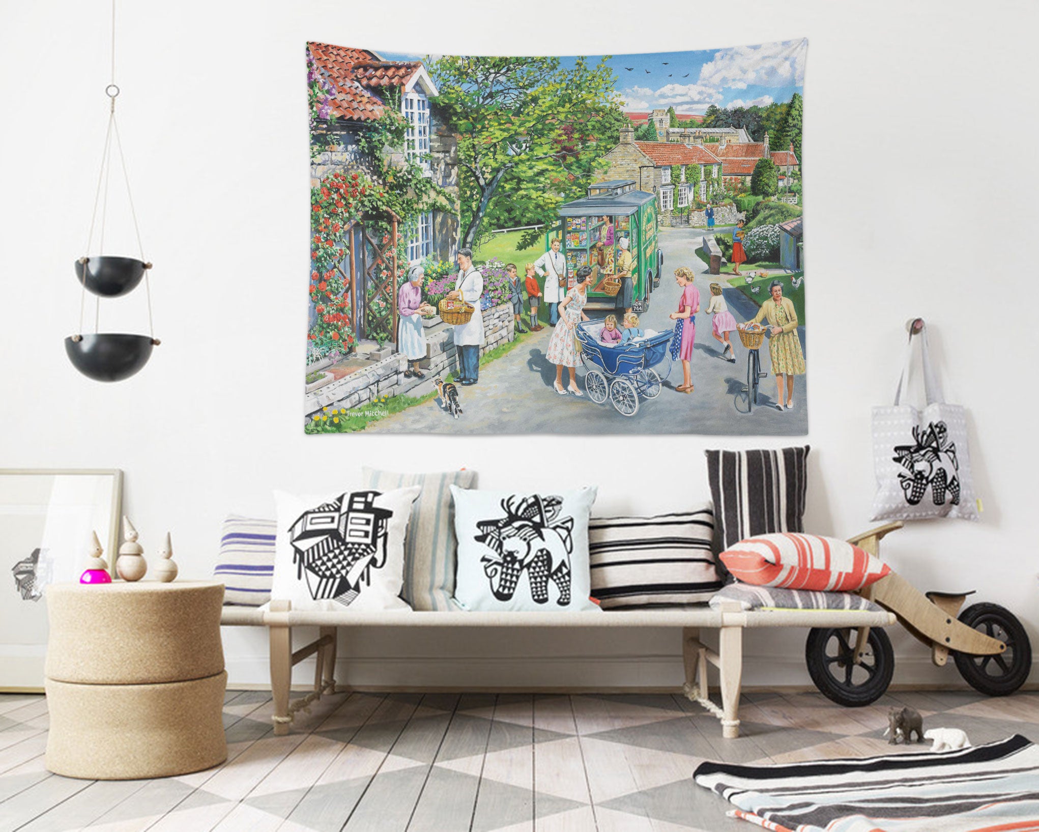 3D House Alley People 11291 Trevor Mitchell Tapestry Hanging Cloth Hang