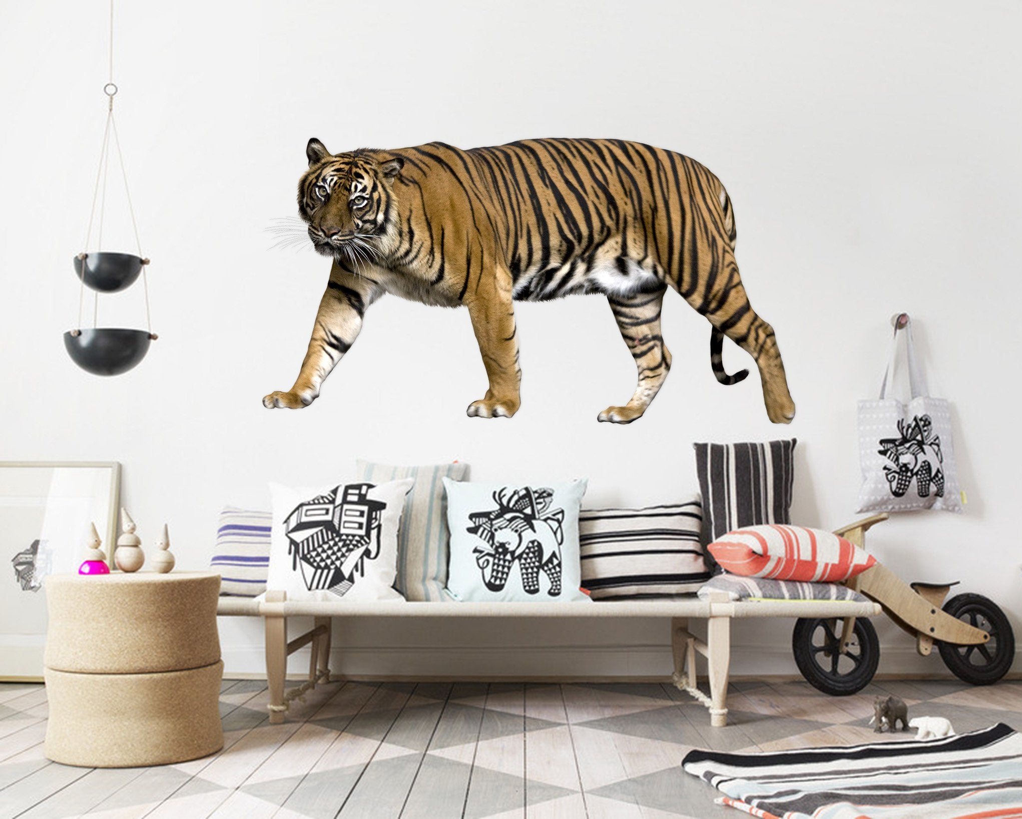 3D Walking Tiger 012 Animals Wall Stickers Wallpaper AJ Wallpaper 