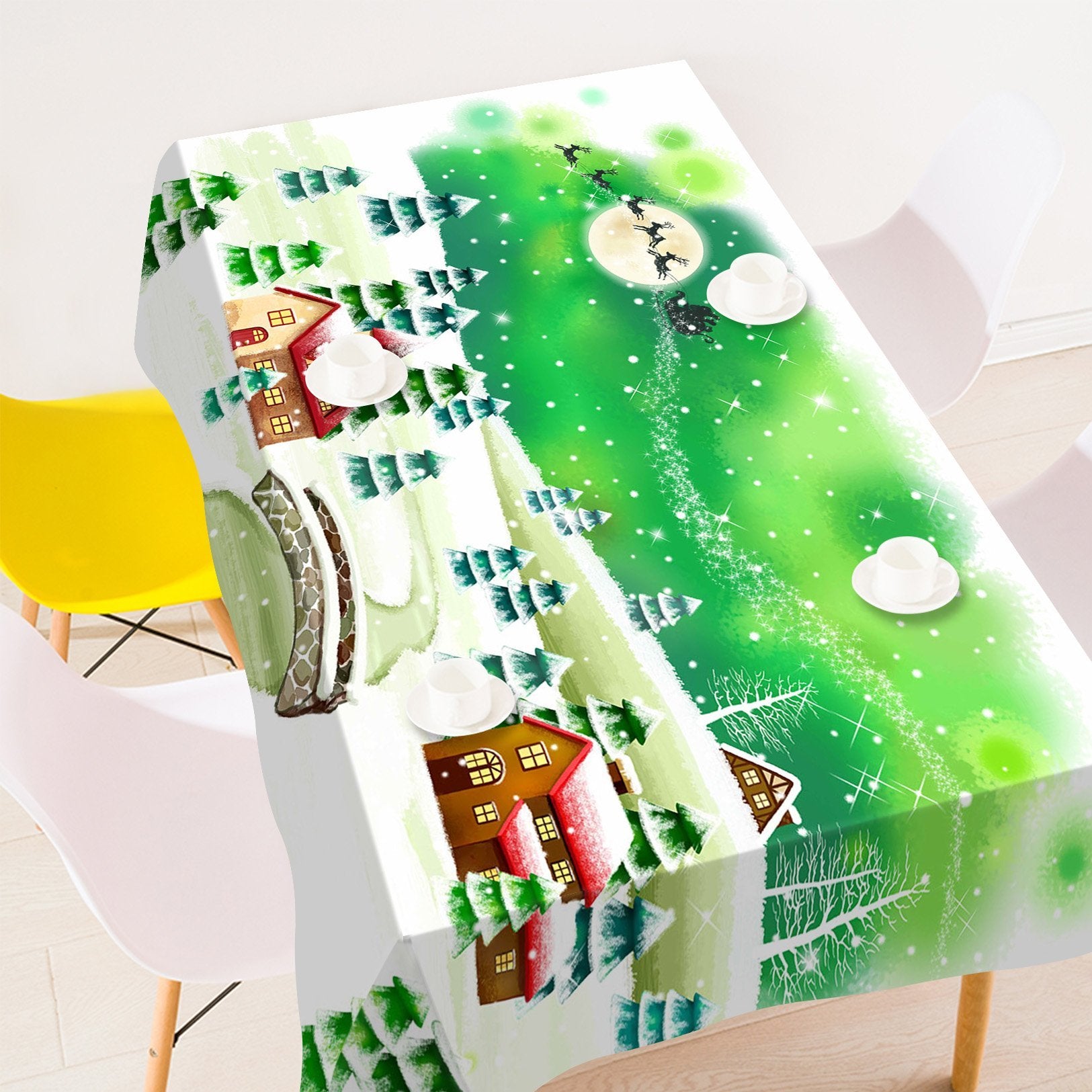 3D Village Snow Magic 49 Tablecloths Tablecloths AJ Creativity Home 
