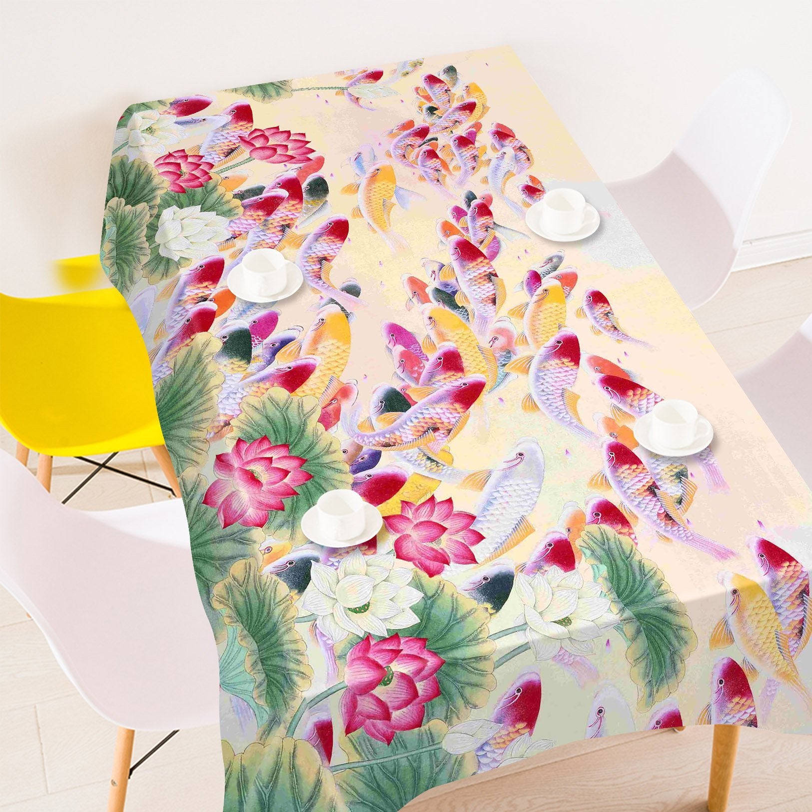 3D Lotus Flowers Fishes 283 Tablecloths Wallpaper AJ Wallpaper 