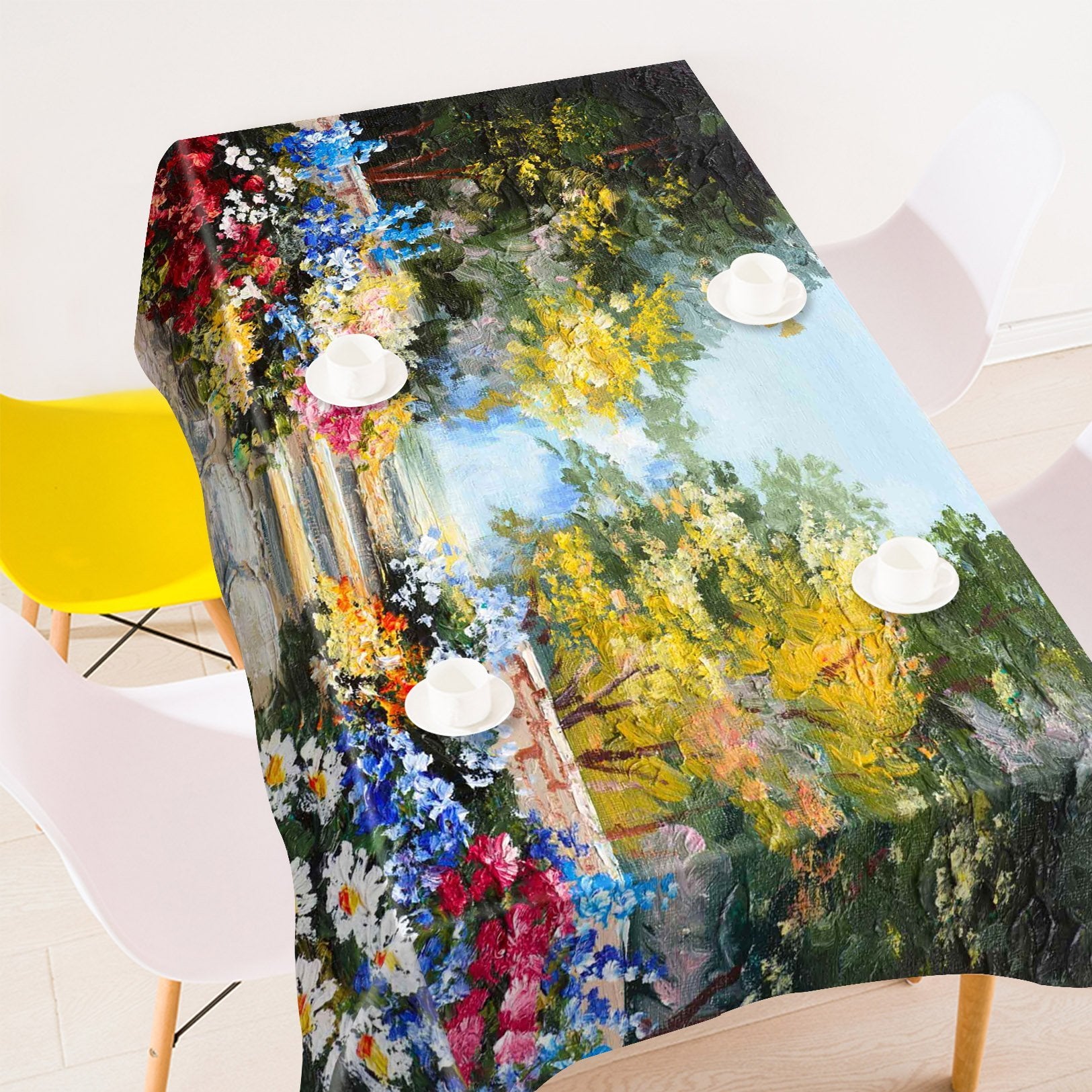 3D Oil Painting Road Flowers 336 Tablecloths Wallpaper AJ Wallpaper 